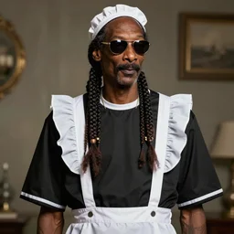 Snoop Dogg in a maids outfit, hyperdetailed, artstation, cgsociety, 8k