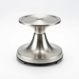 silver teleportation portal device, professional product shot, isolated on a pure white background, centered, entire object in frame, sharp focus, soft studio lighting