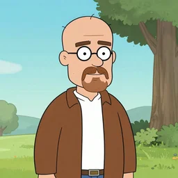 Walter White in the art style of a kid's cartoon