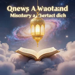the quran descending from the galaxy into clouds highly detailed, gold filigree, romantic storybook fantasy, soft cinematic lighting, award, pastel color palette, featured on artstation, digital art