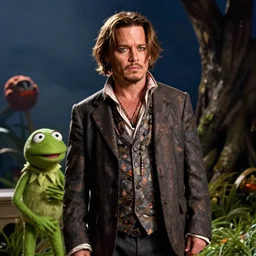 film still of johnny depp in the muppets movie