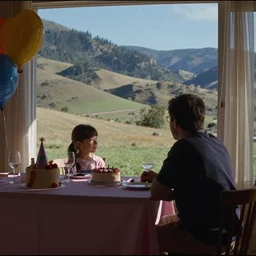 Daughter's birthday party. Home video footage, Color VHS picture quality with mixed noise, Filmed by dad.