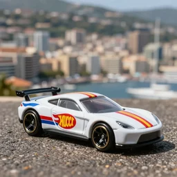3 5 mm photo of gucci design car like hot wheels model, monaco background, epic cinematic