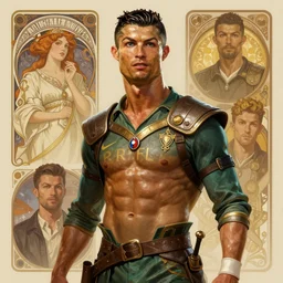 Cristiano Ronaldo D&D character, highly detailed, digital fantasy character, painted portrait, artstation, concept art, hard focus, illustrations, works by Artgerm and Greg Rutkowski, Alphonse Mucha and Craig Mullins, James Jean, Andrey Ryabovichev, Mark Simonetti and Peter Morbacher, 16k,