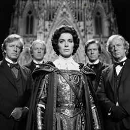 a stunning portrait of an aristocratic warrior, by ayami kojima, daniel merriam, john bauer, brian froud, cathedral in the background, stage lighting, kodak eastman double - x black - and - white 5 2 2 2 film stock, panavision millennium xl 2, 1 9 3 0 s -'4 0 s baltar lenses