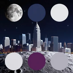 A city built on the Moon Astronomy cosmic color scheme