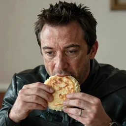 A still of Ben Affleck's Batman eating arepa. Extremely detailed. Beautiful. 4K. Award-winning