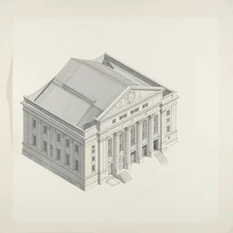 old theater building in europe, isometric, collage sweeping paper and acrylic on canvas minimalism, detailed, by joseph beuys, seed = 3 5 6 9 1 2 1 4