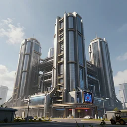an epic render of a massive cyberpunk factory building by antoni tudisco, trending on artstation