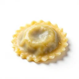 luxurious ravioli, photorealistic, isolated on a pure white background, centered, entire object in frame, sharp focus, soft studio lighting