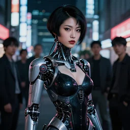 photo portrait of a japanese cyborg femme fatale, future tokyo, film noir, high detail, intricate detail, cinematic lighting, ghost in the shell, night, by sachin teng and sergey kolesov and ruan jia and heng z and wlop. beautiful, scifi, fantasy, hyper detailed, octane render, trending on artstation