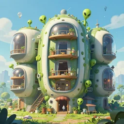 crazy alien apartments pods extremely detailed, sharp focus, wide view, full body shot, smooth, digital illustration, by james jean, by rossdraws, frank franzzeta, mcbess, sakimichan