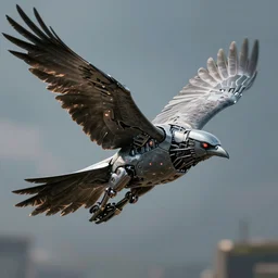 a photograph of a cyberpunk bird in flight, detailed render, epic composition, cybernetics, 4 k realistic, cryengine, realistic shaded lighting, sharp focus, masterpiece, by matteo scalera by sandra chevrier, by jon foster,