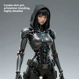“Concept art, hacker cyborg girl, artstation trending, highly detailed”
