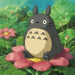 creature sitting at the flower made by studio ghibli, detail, high quality n - 6