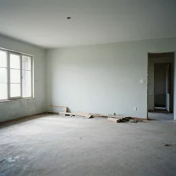 abandoned modern home interior, color photograph, canon eos c 3 0 0, ƒ 1. 8, 3 5 mm, 8 k, medium - format print