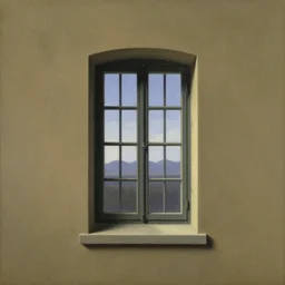 window in the wall, painting by rene magritte, high detail, high resolution