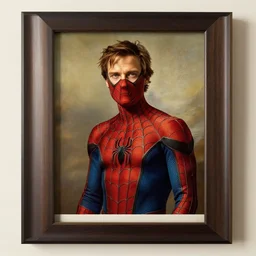 a framed portrait of tobey maguire spiderman by leonardo da vinci