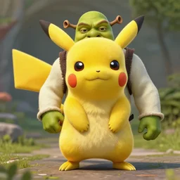 shrek as pikachu, highly detailed, extremely high quality, hd, 4 k, 8 k, canon 3 0 0 mm, professional photographer, 4 0 mp, lifelike, top - rated, award winning, realistic, detailed lighting, detailed shadows, sharp, no blur, edited, corrected, trending