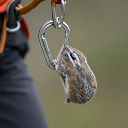 mouse climbing with carabiner