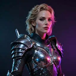 sharon stone portrait, dystopia core, apocalyptic, armor, warrior, dramatic, sharp focus, fiction, neon, fantasy, hyper detailed, digital art, trending in artstation, cinematic lighting, studio quality, smooth render, unreal engine 5 rendered, octane rendered, art style and nixeu and wlop and krenz cushart