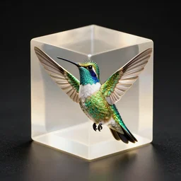 symmetry!! emerald hummingbird goddess, solid cube of light, hard edges, product render beautiful hummingbird, intricate, elegant, art by artgerm
