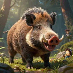 highly detailed big angry boar, stephen bliss, unreal engine, fantasy art by greg rutkowski, loish, rhads, ferdinand knab, makoto shinkai and lois van baarle, ilya kuvshinov, rossdraws, tom bagshaw, global illumination, radiant light, detailed and intricate environment