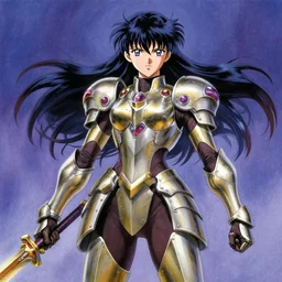 a detailed painting in the style of anime of a galactic female warrior in armor
