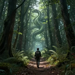 druid walking down a forest path, global illumination ray tracing hdr fanart arstation concept art, matte, by anton fadeev by beeple and thomas kinkade 4 k, trending on artstation