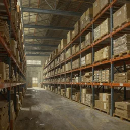 a neoclassical painting of a huge infinite warehouse, artstation, concept art, oil painting