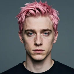 portrait of a 20-year-old Steve Buscemi cyberpunk pink hairstyle serious facial expression by Mario Testino,   headshot, detailed, award winning, Sony a7R