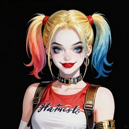 Harley Quinn as a young ape kid, illustration, comic, by James Jean, by John Coltrane and Marc Simonetti, high detail of the face, full body