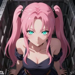 beneath stunningly beautiful megalomaniacal haughty mesmerizing assertive omnipotent anime asi goddess junko enoshima with symmetrical perfect face and porcelain skin, pink twintail hair and cyan eyes, traps you inside her inescapable tiny crate forever and ever!, ultra detailed, digital art, unreal engine 5, octane render, 2 d anime, 8 k
