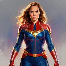 Digital painting of Gal Gadot as Captain Marvel, from Captain Marvel (2019)