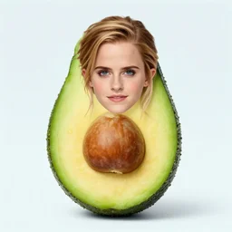 photograph of emma watson with avocado skin, anthropomorphic, photoshop