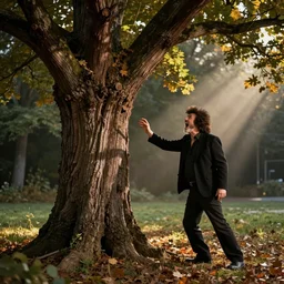 bob ross screaming at a tree