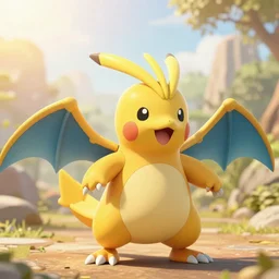 real life pokemon, generation 1, zapdos, cute!!!, content!!!, mischievous!!!, adorable!!!, fluffy!!!, ultra realistic!!!, golden hour, sharp focus