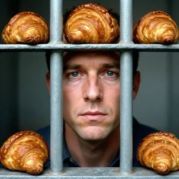 closeup portrait of croissants in a jail cell, photograph, world press photo, natural light, sharp, detailed face, magazine, press, photo, steve mccurry, david lazar, canon, nikon, focus