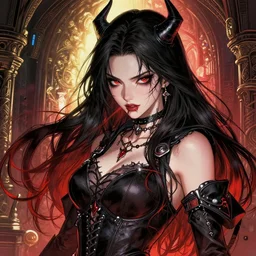 the portrait of neutral evil fallen sensual female dark knight vagabond as absurdly beautiful, gorgeous, bloodlust, young idol, an ultrafine hyperdetailed illustration by kim jung gi, irakli nadar, intricate linework, bright colors, octopath traveler, final fantasy, unreal engine 5 highly rendered, global illumination, radiant light, detailed and intricate environment