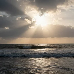“chrome light rays sun flair ocean waves”