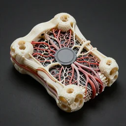 a biomechanical motherboard made of cartilage and blood vessels inspired by cronenberg