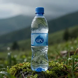bottled water, photorealistic, very detailed, green, dew