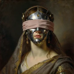 detailed potrait of hindu traditional woman blindfolded by high - tech steam punk face armour, girl graceful,, painting by gaston bussiere, craig mullins, j. c. leyendecker, lights, art by ernst haeckel, john william godward, hammershøi,,