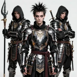 portrait of a skinny punk goth kabuki wearing armor by simon bisley, john blance, frank frazetta, fantasy, thief warrior