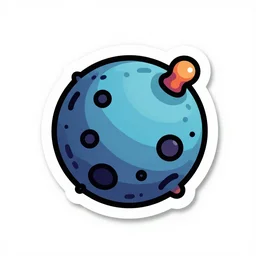 asteroid sticker art, plain white background