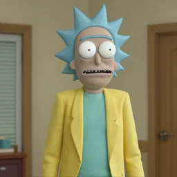 Dr. Gregory House as Rick Sanchez from Rick and Morty, hyperrealistic, highly detailed, depth of field, High definition, 8k,  octane render, artstation