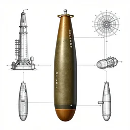 complex schematics of a nuclear bomb