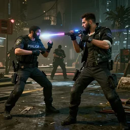 Hezbollah Magomedov in cyberpunk 2077 fighting police
