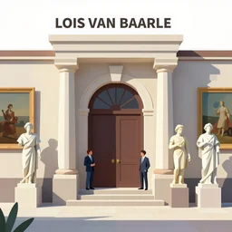 ui art of low poly museum entrance with statues and paintings, clean vector art by lois van baarle, ilya kuvshinov, kilian eng,