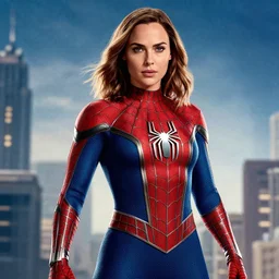 movie poster featuring gal gadot as spiderman, ultrarealistic, cinematic, volumetric effects
